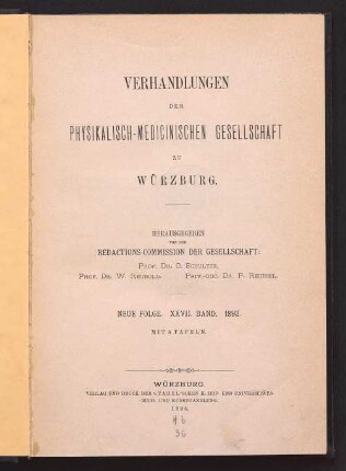 Medicinische Statistik der Stadt Würzburg für das Jahr 1891 (mit Einschluss des Jahres 1890)