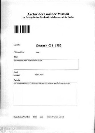 Korrespondenz zur Mitarbeiterkonferenz