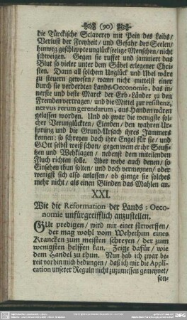 XXI. Wie die Reformation der Lands-Oeconomie unfürgreifflich anzustellen