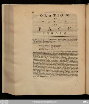 Oratio XI. Seu Votum Pro Pace Europae.