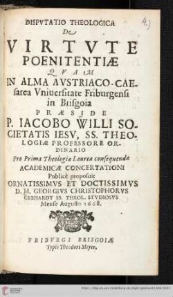 Dispvtatio Theologica De Virtvte Poenitentiæ