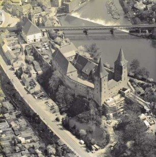 Rochlitz. Burgberg mit Schloß, Kunigundenkirche und Zwickauer Mulde