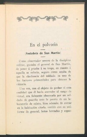 En el polvorín : (Anécdota de San Martin)