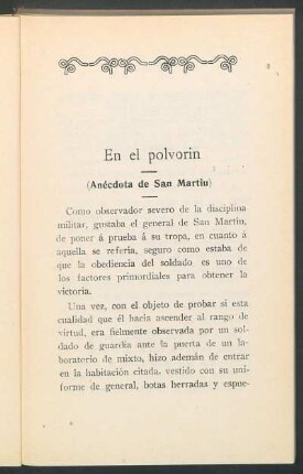 En el polvorín : (Anécdota de San Martin)