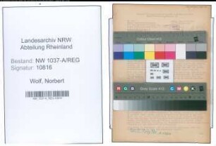 Entnazifizierung Norbert Wolf , geb. 01.10.1900 ()