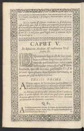 Caput V. De definitione, divisione et constitutione Ususfructus, etc.