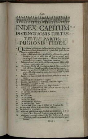 Index Capitum Distinctionis Tertiae, Tertiae Partis Pugionis Fidei.