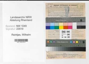 Entnazifizierung Wilhelm Reintjes , geb. 11.01.1886 (Lokfuehrer)