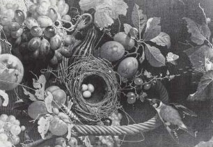 Ein Vogelnest im Fruchtkorbe