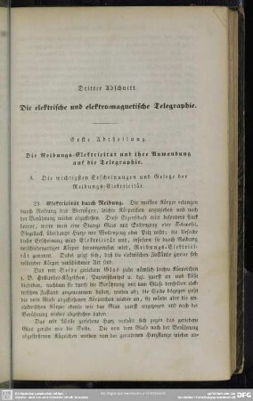 Dritter Abschnitt. Die elektrische und elektro=magnetische Telegraphie
