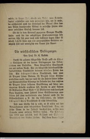 Die wirtschaftlichen Bedingungen