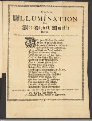 Erklärung Der Illumination Vor Ihro Kayserl. Majestät Pallast.