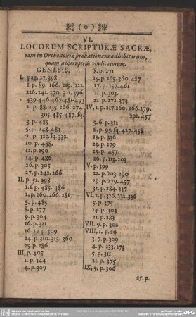 VI. Locorum Scripturae Sacrae, tam in Orthodoxiae probationem adhibitorum, quam acorruptelis vindicatorum