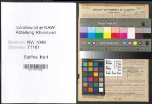 Entnazifizierung Karl Steffes , geb. 12.05.1899 (Drogist)