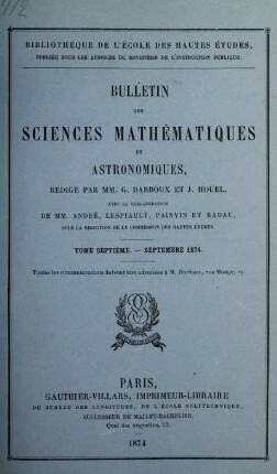 Tome Septiéme. - Septembre 1874.