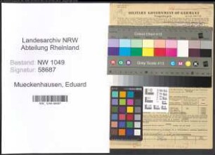 Entnazifizierung Eduard Mueckenhausen , geb. 17.02.1907 (Dozent)