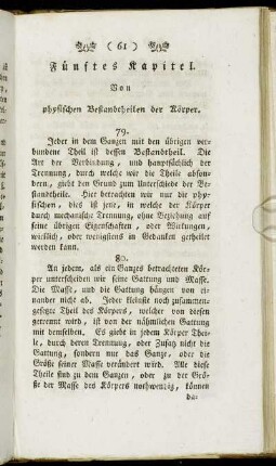 Fünftes Kapitel. Von physischen Bestandtheilen der Körper.