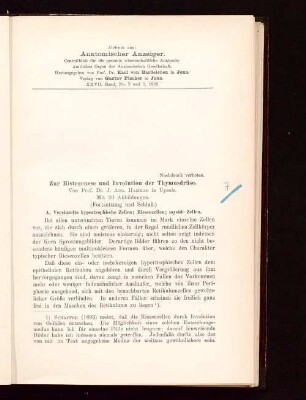 Zur Histogenese und Involution der Thymusdrüse : (Fortsetzung und Schluß)