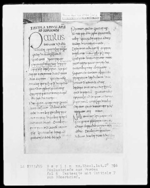 Paulusbriefe — Initiale P(aulus servus), Folio 6recto