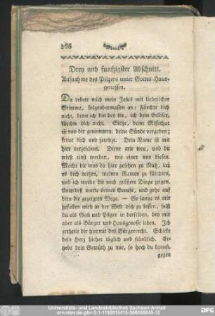 Drey und funfzigster Abschnitt. Aufnahme des Pilgers unter Gottes Hausgenossen.