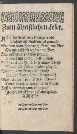 Zum Christlichen Leser.