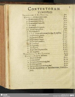 Contentorum Synopsis