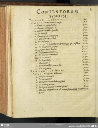 Contentorum Synopsis