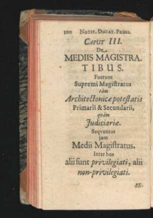 Caput III. De Mediis Magistratibus.