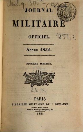 Journal militaire officiel, 1851,2
