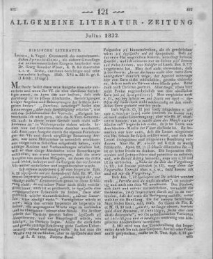 Grammatik des neutestamentlichen Sprachidioms als sichere Grundlage der neutestamentlichen Exegese. 3. Aufl. Bearb. v. G. B. Winer. Leipzig: Vogel 1830
