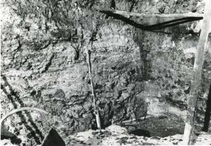 Dresden-Gittersee. Baugrube am Schacht 1. Nordwest-Stoß. Konglomerate