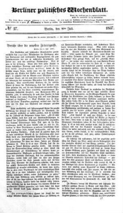No 27, 8. Juli 1837