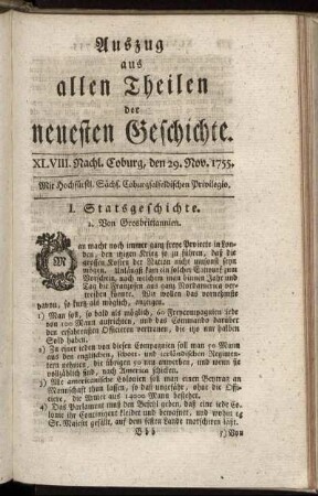 XLVIII. Nachl. Coburg, den 29. Nov. 1755.