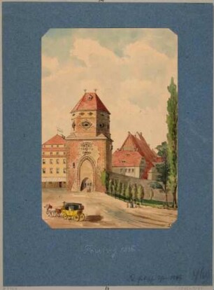 Das Erbische Tor am südwestlichen Teil der Stadtbefestigung in Freiberg, Turm 1846 abgetragen