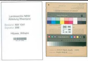 Entnazifizierung Wilhelm Hitpass , geb. 12.07.1903 (Monteur)