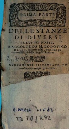 ... Parte Delle Stanze Di Diversi Illvstri Poeti, 1