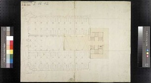 Grundrissvariante des Erdgeschosses mit Projekt einer Freitreppe an der Stallhofseite auf Tektur