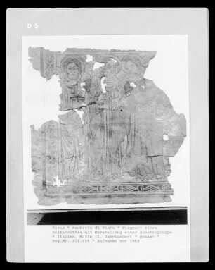 Fragment eines Holzschnittes mit Darstellung einer Apostelgruppe