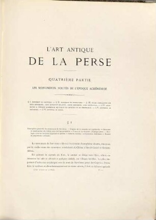 L'art antique de la Perse, Achéménides, Parthes, Sassanides par Marcel Dieulafoy, 4. Le monuments voutés de l'époque Achéménide