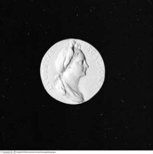 Medaille der Lucrezia Scagliona, Avers: Brustporträt mit hochgesteckten Haaren nach rechts