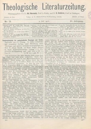 345-347 [Rezension] Hauck, Albert (Hrsg.), Realencyklopädie für protestantische Theologie und Kirche. In 3., verb. u. verm. Aufl. 16. u. 17. Band