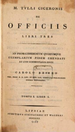M. Tulli Ciceronis De officiis : libri tres, 1. Liber I