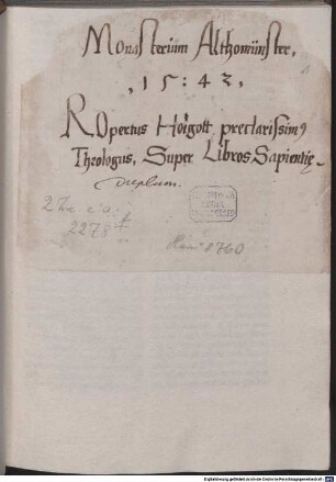 Ropertus holgot super libros sapientie