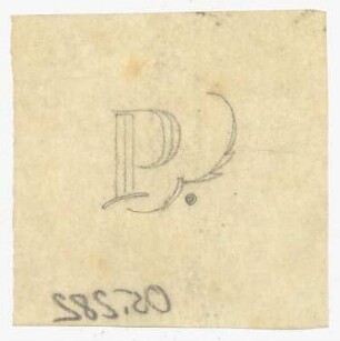 Kalligrafiestudie : Skizze des Buchstaben P als Initiale