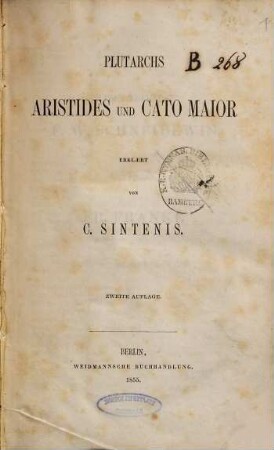 Plutarchs Aristides und Cato Maior