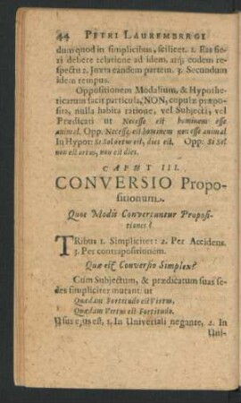Caput III. Conversio Propositionum. Quot Modis Convertuntur Propositiones?
