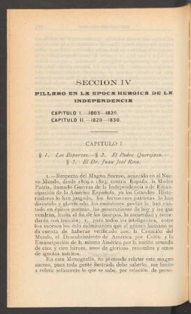 Sección IV - Píllaro en la época heroica de la independencia