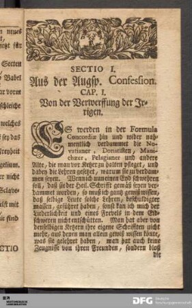 Sectio I. Aus der Augsp. Confession.