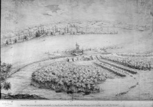 Dresden. Ansicht der Elbe mit der Flotte, die die Kgl. Hoheiten von Pirna brachten anläßlich der Vermählung des sächsischen Kurprinzen mit Maria Josepha von Österreich 1719