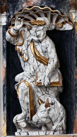Kanzel mit Immaculata und Evangelisten — Kanzelkorb mit Evangelisten — Lukas der Evangelist